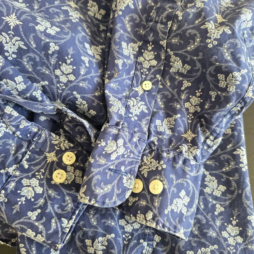 Vintage Banana Republic Floral Printed Shirt Cotton Office Work Men Medium